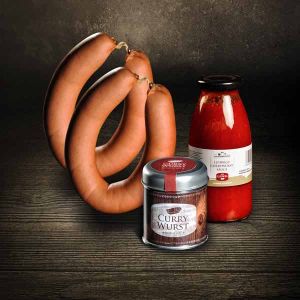 Curryspice | Das Präsent| 2 x Fleischwurst| Currywurstsauce| Currywurst Gewürz| Hier kaufen Metzgerei DER LUDWIG