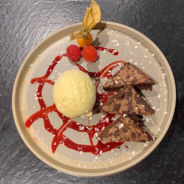 Brownie | Eis | Frucht