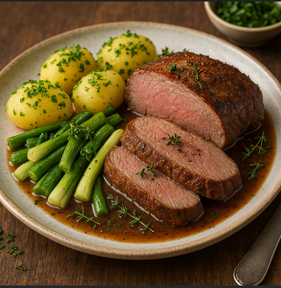 Lammbraten mit Frühlingszwiebeln