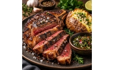 Dry Aged Rib Eye Steak mit Ofenkartoffel und Chimi Churri