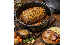 Rinderbraten mit Senfkruste aus dem Dutch Oven 