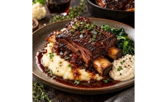 Short-Ribs mit Portwein und Meerrettich-Crême
