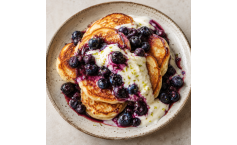 Pancake mit Blaubeeren und Limettenjoghurt 
