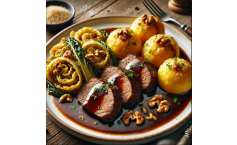 Weihnachtliche Rinderrouladen mit Spitzkohl und Klößen (für 4 Personen)