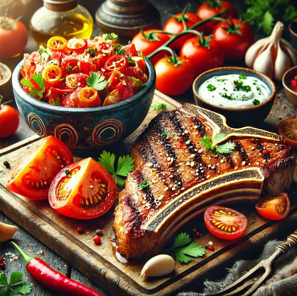 T-Bone-Steak mit Asia-Tomaten vom Big Green Egg
