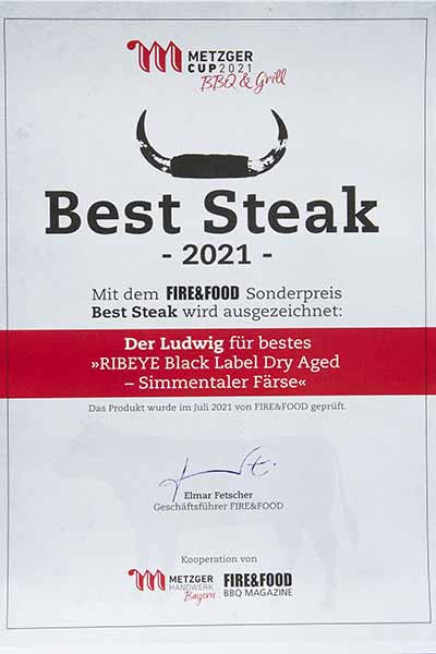 Urkunde Best Steak 2021
