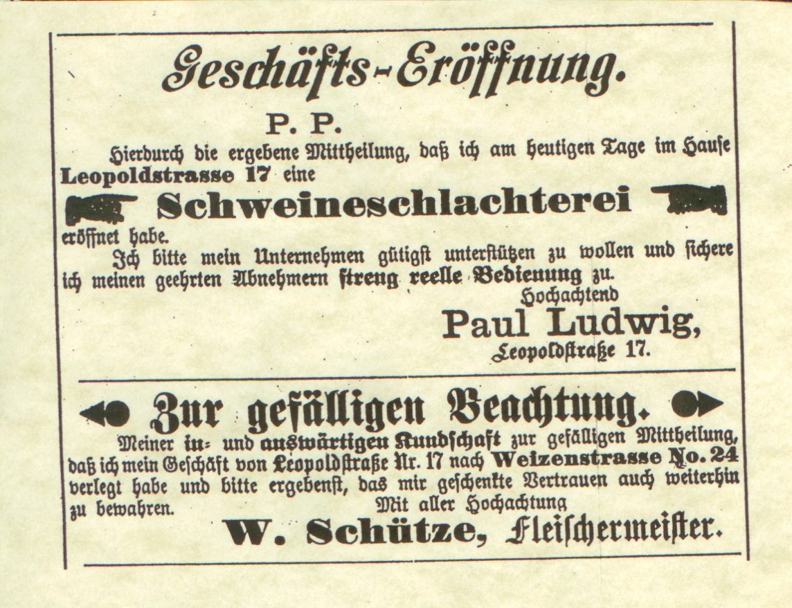 Eröffnungsanzeige Metzgerei Paul Ludwig in Sondershausen/Thüringen